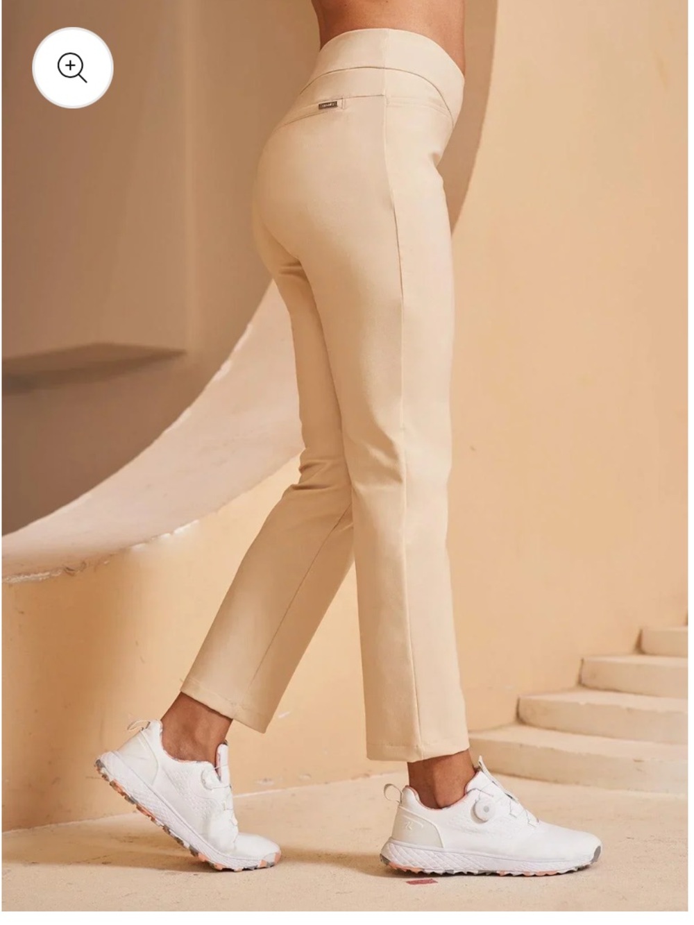 Acegolfs Women's High-Waist Slim Ankle Pants - Beige size Small